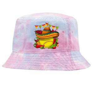 Softball Team Cinco De Mayo Tacos And Softball Tie-Dyed Bucket Hat