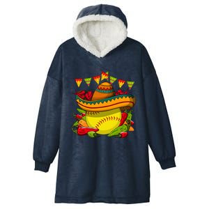 Softball Team Cinco De Mayo Tacos And Softball Hooded Wearable Blanket