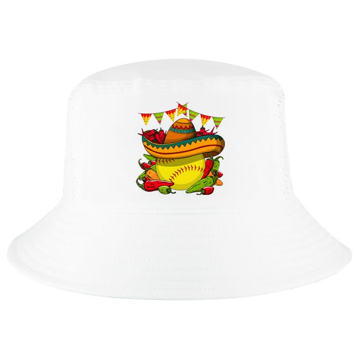 Softball Team Cinco De Mayo Tacos And Softball Cool Comfort Performance Bucket Hat