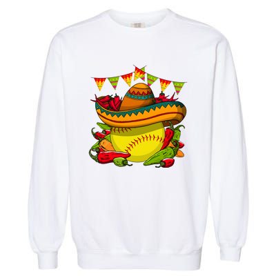 Softball Team Cinco De Mayo Tacos And Softball Garment-Dyed Sweatshirt