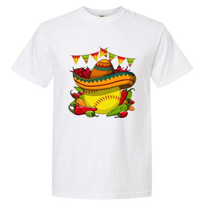 Softball Team Cinco De Mayo Tacos And Softball Garment-Dyed Heavyweight T-Shirt