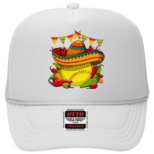 Softball Team Cinco De Mayo Tacos And Softball High Crown Mesh Back Trucker Hat