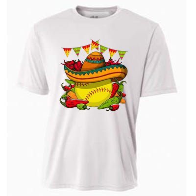 Softball Team Cinco De Mayo Tacos And Softball Cooling Performance Crew T-Shirt