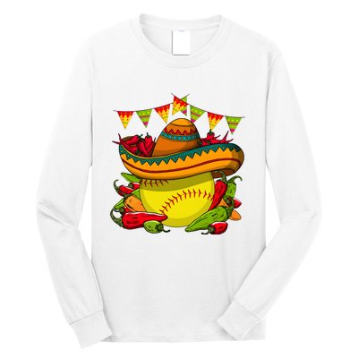 Softball Team Cinco De Mayo Tacos And Softball Long Sleeve Shirt