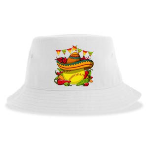 Softball Team Cinco De Mayo Tacos And Softball Sustainable Bucket Hat