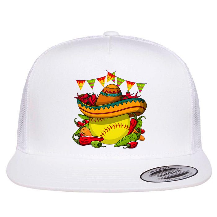 Softball Team Cinco De Mayo Tacos And Softball Flat Bill Trucker Hat