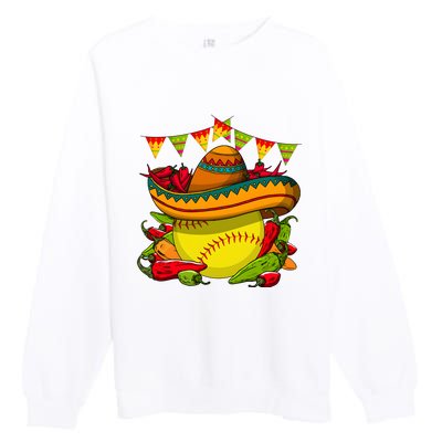 Softball Team Cinco De Mayo Tacos And Softball Premium Crewneck Sweatshirt