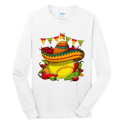 Softball Team Cinco De Mayo Tacos And Softball Tall Long Sleeve T-Shirt