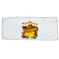 Softball Team Cinco De Mayo Tacos And Softball Large Microfiber Waffle Golf Towel