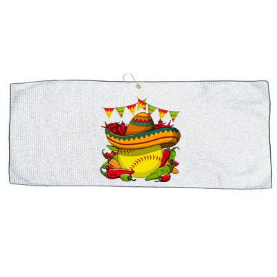 Softball Team Cinco De Mayo Tacos And Softball Large Microfiber Waffle Golf Towel