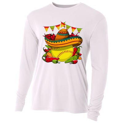 Softball Team Cinco De Mayo Tacos And Softball Cooling Performance Long Sleeve Crew