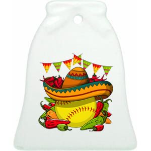 Softball Team Cinco De Mayo Tacos And Softball Ceramic Bell Ornament