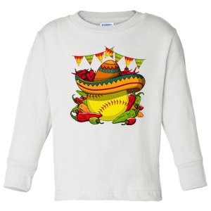 Softball Team Cinco De Mayo Tacos And Softball Toddler Long Sleeve Shirt