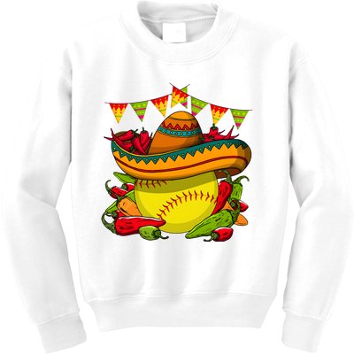 Softball Team Cinco De Mayo Tacos And Softball Kids Sweatshirt