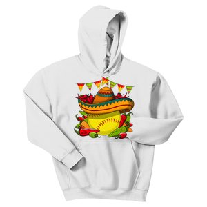 Softball Team Cinco De Mayo Tacos And Softball Kids Hoodie