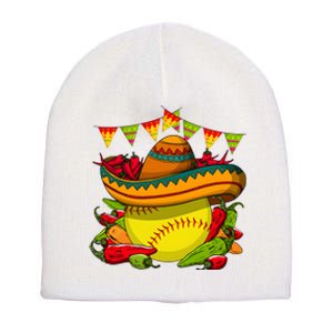 Softball Team Cinco De Mayo Tacos And Softball Short Acrylic Beanie