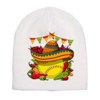 Softball Team Cinco De Mayo Tacos And Softball Short Acrylic Beanie