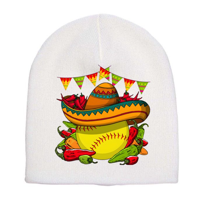 Softball Team Cinco De Mayo Tacos And Softball Short Acrylic Beanie