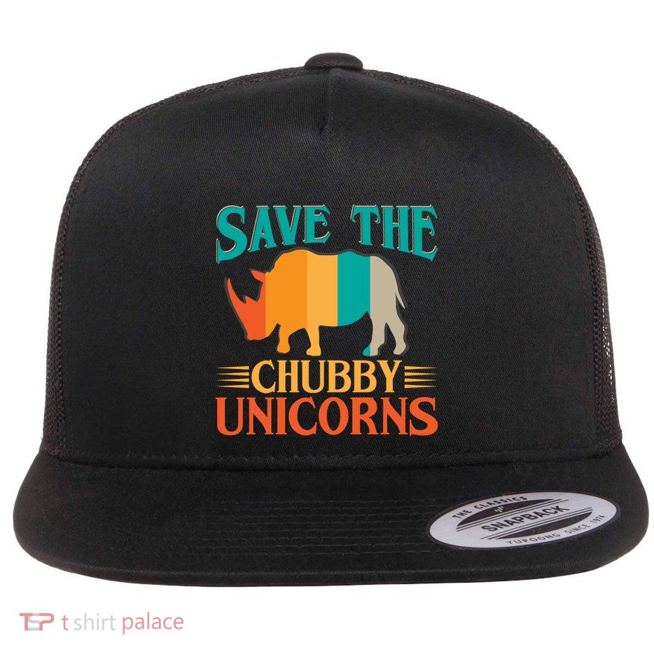 Save The Chubby Unicorn Funny Fat Rhino Animal Rights Gift Flatbill Hat