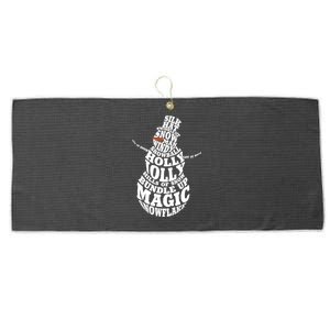 Snow Typography Christmas Word Art Gift Large Microfiber Waffle Golf Towel