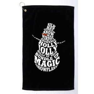 Snow Typography Christmas Word Art Gift Platinum Collection Golf Towel