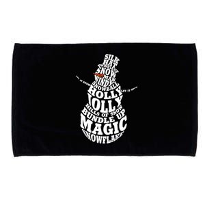 Snow Typography Christmas Word Art Gift Microfiber Hand Towel