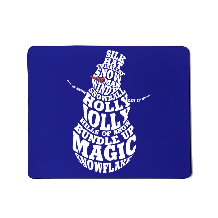 Snow Typography Christmas Word Art Gift Mousepad