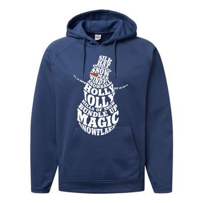 Snow Typography Christmas Word Art Gift Performance Fleece Hoodie