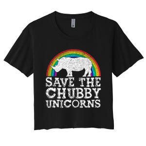 Save The Chubby Unicorns Gift Rhino Conservation Rainbow Women's Crop Top Tee