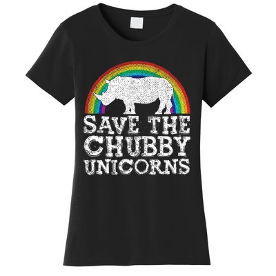 Save The Chubby Unicorns Gift Rhino Conservation Rainbow Women's T-Shirt