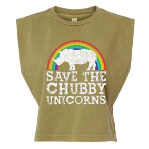 Save The Chubby Unicorns Gift Rhino Conservation Rainbow Garment-Dyed Women's Muscle Tee