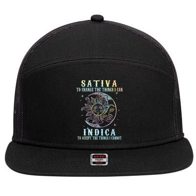 Sativa To Change The Things I Can Indica Cannabis W Tie Dye 7 Panel Mesh Trucker Snapback Hat