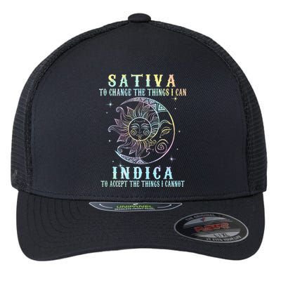 Sativa To Change The Things I Can Indica Cannabis W Tie Dye Flexfit Unipanel Trucker Cap
