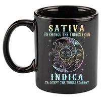 Sativa To Change The Things I Can Indica Cannabis W Tie Dye 11oz C Handle Ceramic Mug