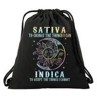 Sativa To Change The Things I Can Indica Cannabis W Tie Dye Drawstring Bag