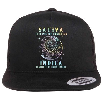 Sativa To Change The Things I Can Indica Cannabis W Tie Dye Flatbill Hat