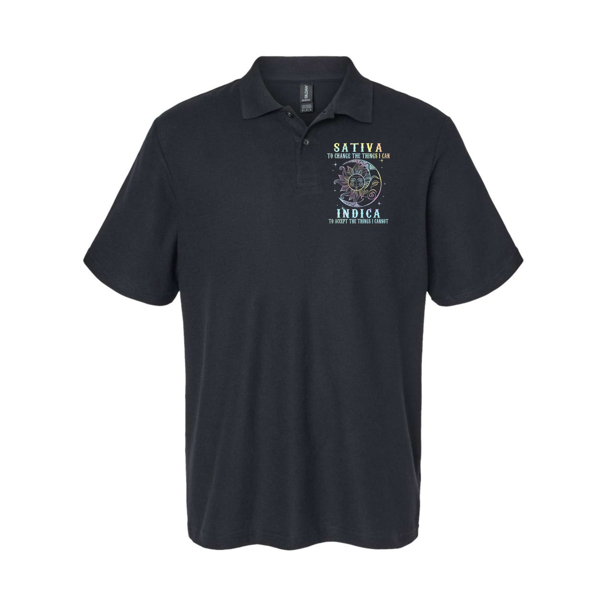 Sativa To Change The Things I Can Indica Cannabis W Tie Dye Polo