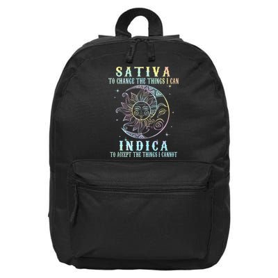 Sativa To Change The Things I Can Indica Cannabis W Tie Dye 16 in Basic Backpack