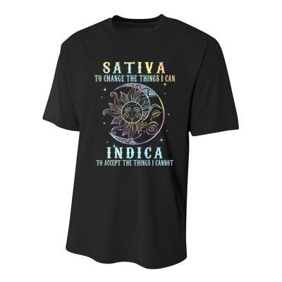 Sativa To Change The Things I Can Indica Cannabis W Tie Dye Youth Performance Sprint T-Shirt