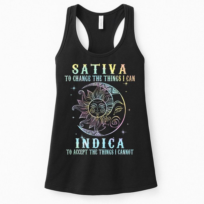 Sativa To Change The Things I Can Indica Cannabis W Tie Dye Womens Tank Top