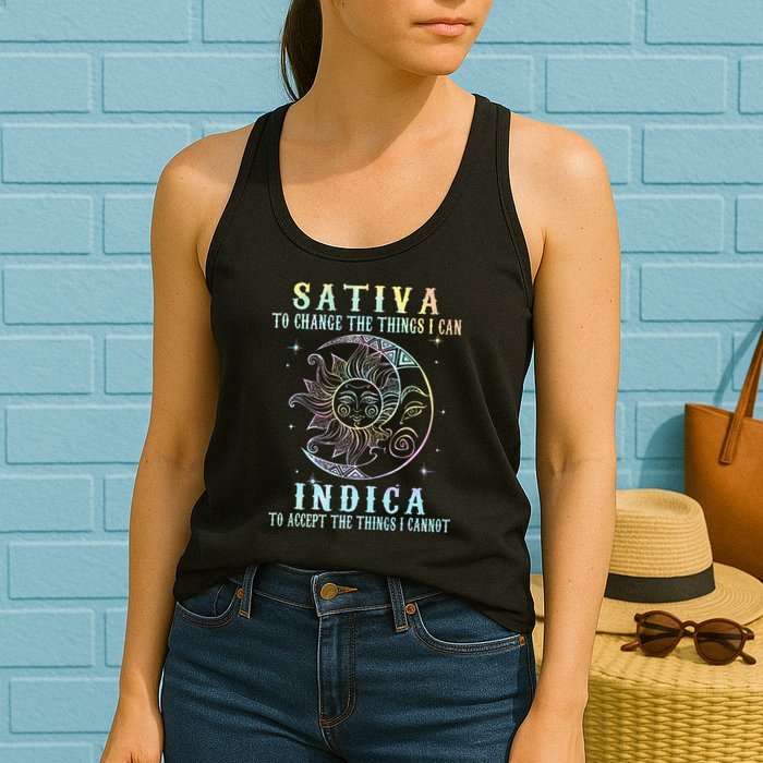 Sativa To Change The Things I Can Indica Cannabis W Tie Dye Womens Tank Top