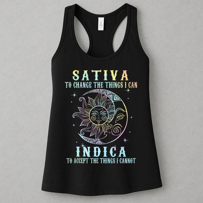 Sativa To Change The Things I Can Indica Cannabis W Tie Dye Womens Tank Top