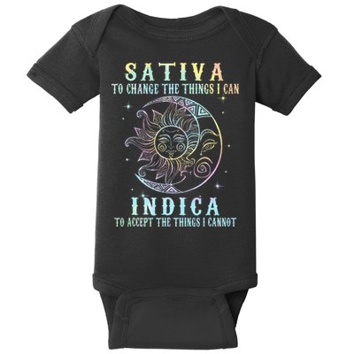 Sativa To Change The Things I Can Indica Cannabis W Tie Dye Baby Bodysuit