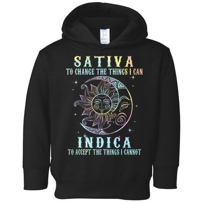 Sativa To Change The Things I Can Indica Cannabis W Tie Dye Toddler Hoodie