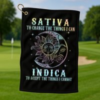 Sativa To Change The Things I Can Indica Cannabis W Tie Dye Golf Towel