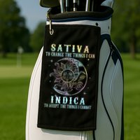 Sativa To Change The Things I Can Indica Cannabis W Tie Dye Golf Towel