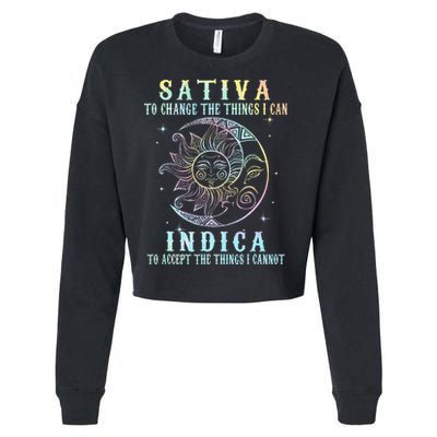 Sativa To Change The Things I Can Indica Cannabis W Tie Dye Cropped Pullover Crew