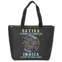 Sativa To Change The Things I Can Indica Cannabis W Tie Dye Zip Tote Bag