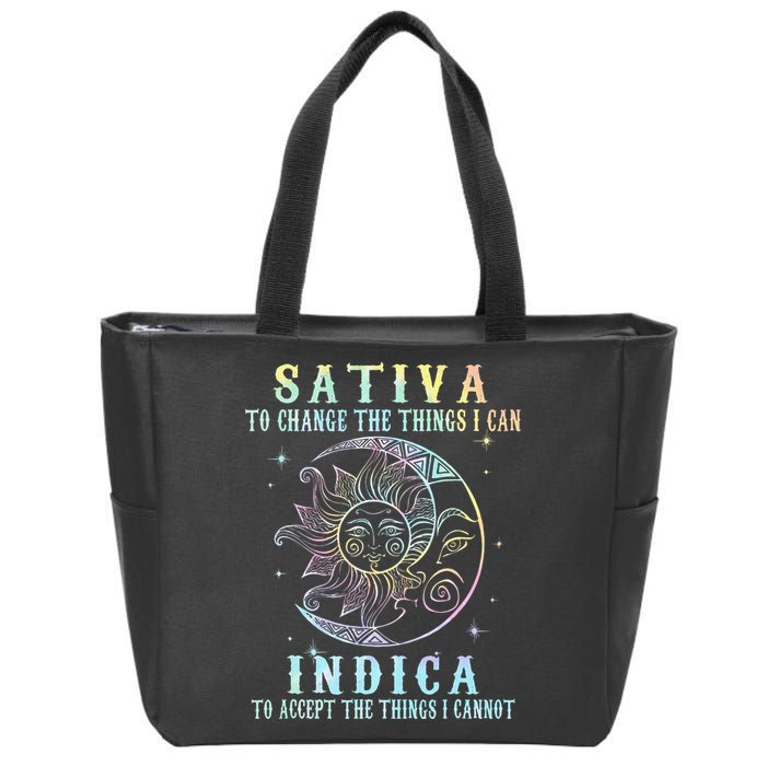 Sativa To Change The Things I Can Indica Cannabis W Tie Dye Zip Tote Bag