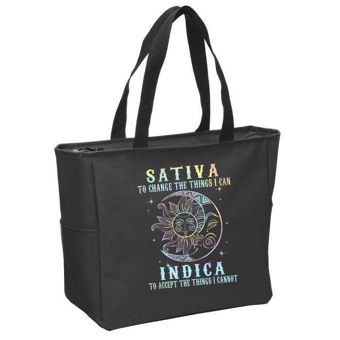 Sativa To Change The Things I Can Indica Cannabis W Tie Dye Zip Tote Bag